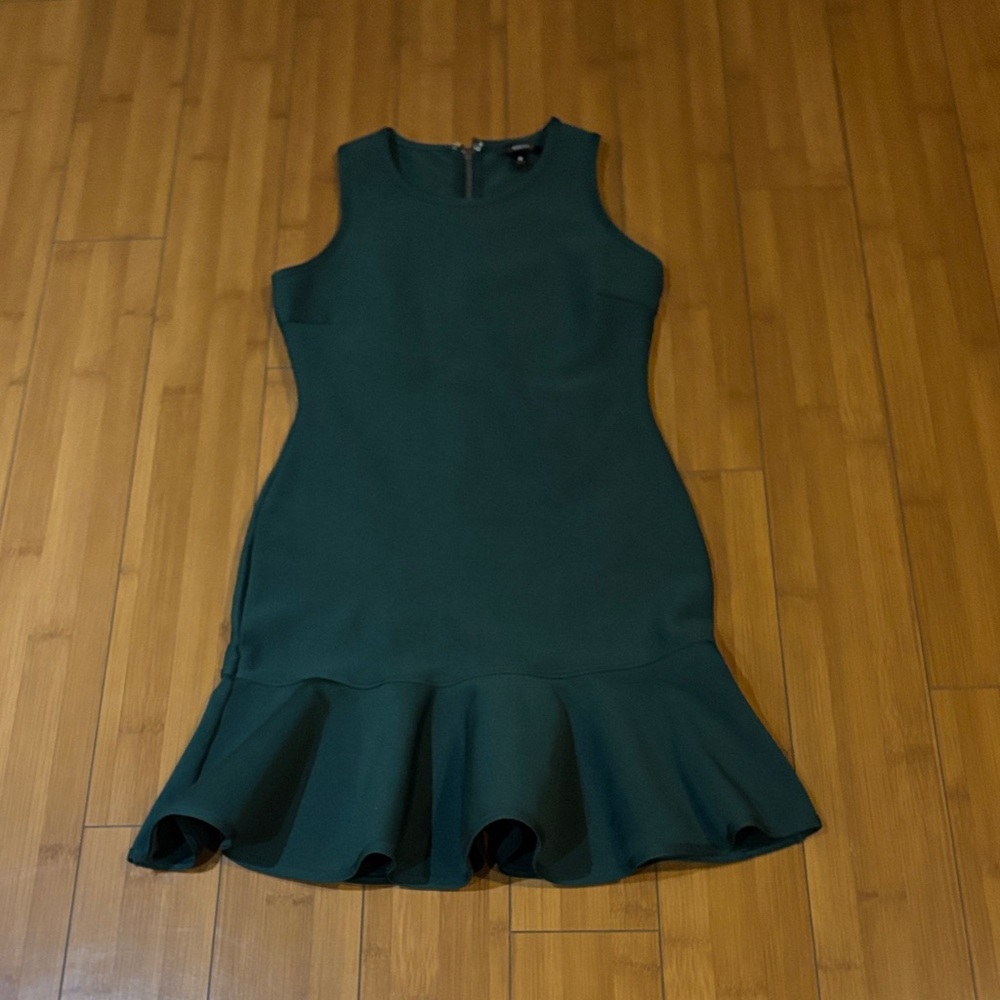 Aqua Dark Green Ruffled Mini Dress